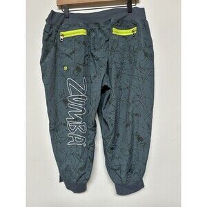 NWT Zumba XXLovely Way With Words Cargo Capri Dark And Dirty Slate Pants XXL